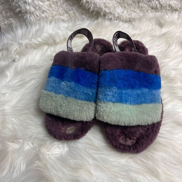 Ugg Australia Fluff Yeah Slide Purple three shades of blue Size8 - Picture 2 of 10